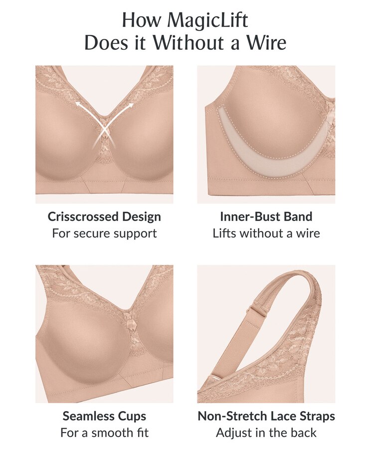 Glamorise Full Figure Plus Size MagicLift Seamless Everyday Bra Wirefree image number 5