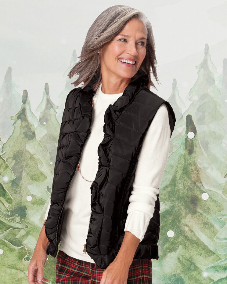 Ruffle-Trim Quilted Vest image number 1