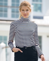 Essential Cotton Long-Sleeve Striped Turtleneck thumbnail number 1