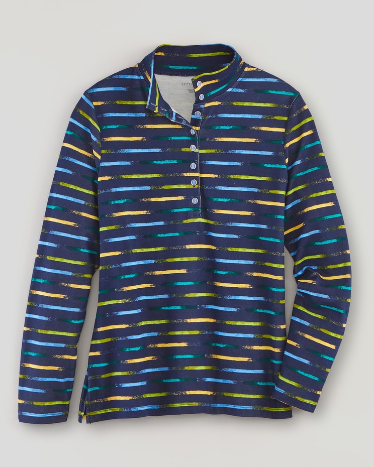 Essential Cotton Broken Stripe Henley image number 1