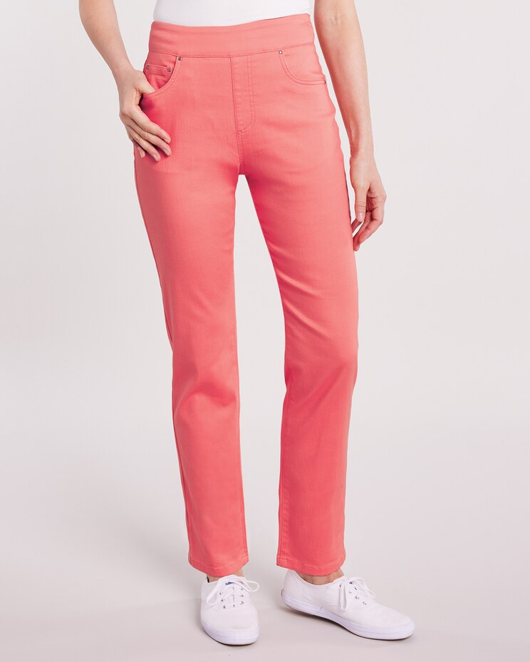 DenimEase Flat-Waist Pull-On Jeans image number 5