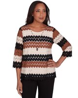 Alfred Dunner® Rue Rivoli Lace Textured Top With Detachable Necklace thumbnail number 1
