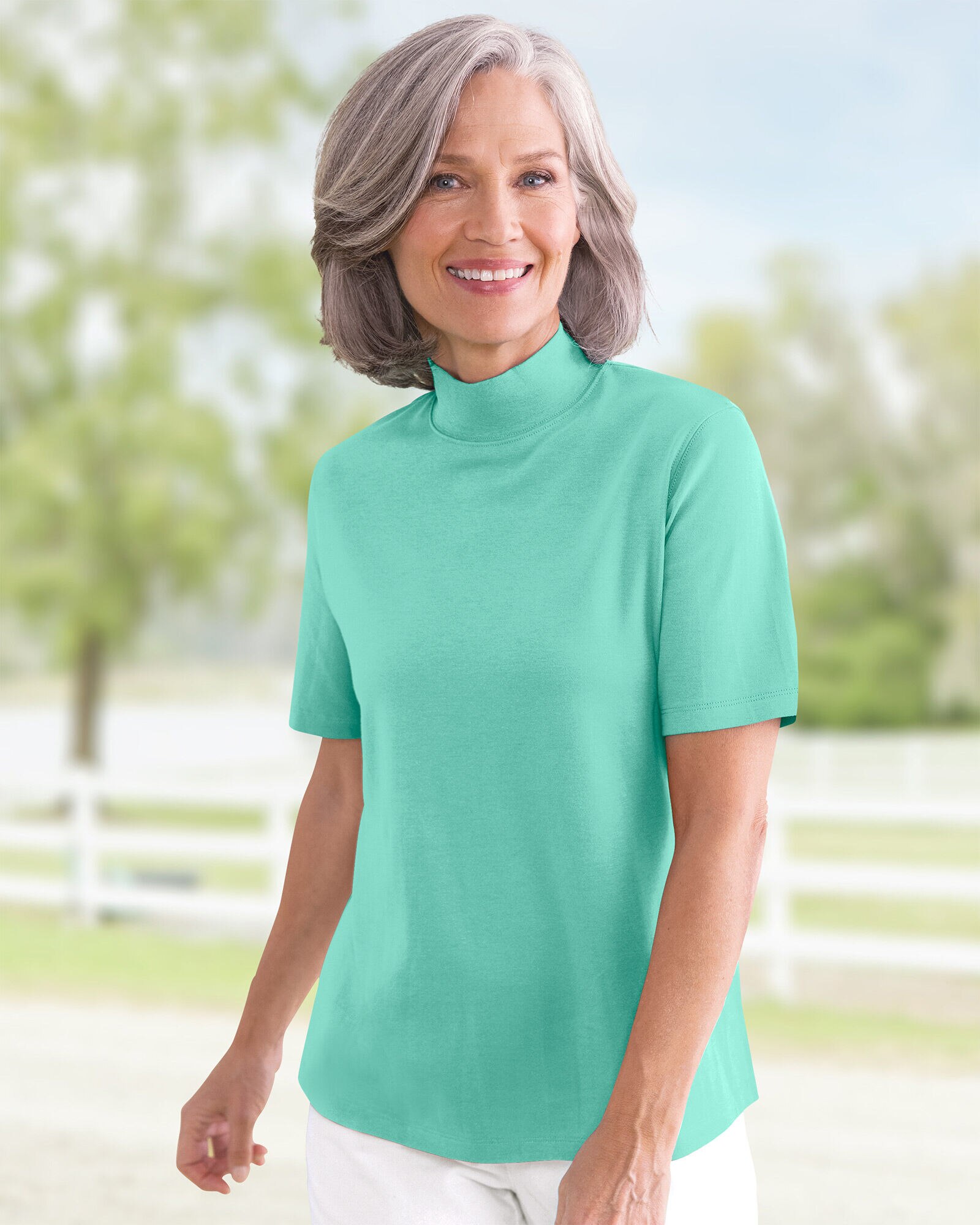 Cotton mock turtleneck womens online