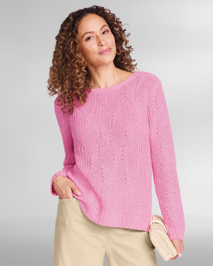 Linen/Cotton Textured Pullover image number 1