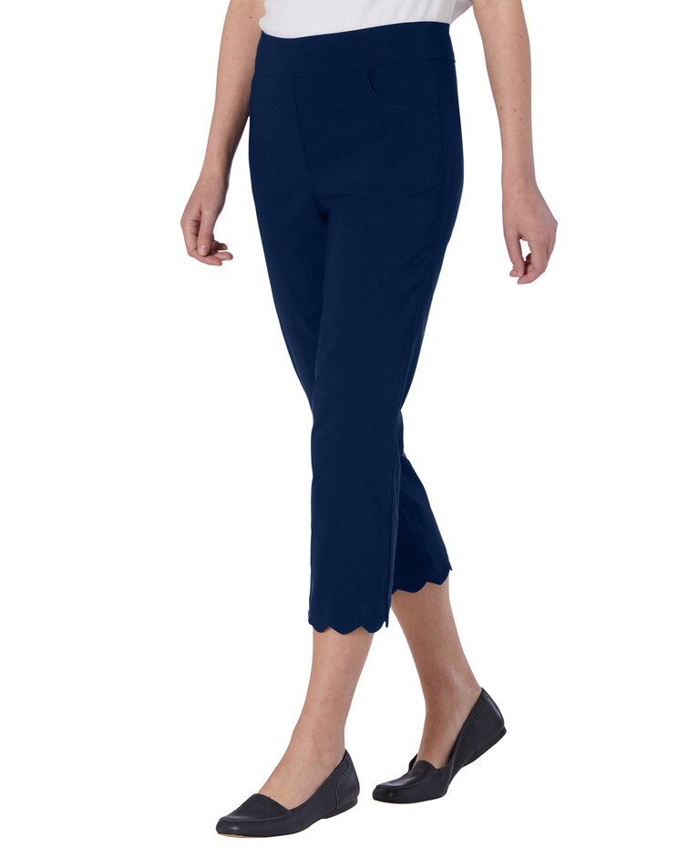 Scallop-Hem Cropped Pants image number 1