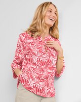 Captiva Y-Neck Stenciled Palms Popover  thumbnail number 1