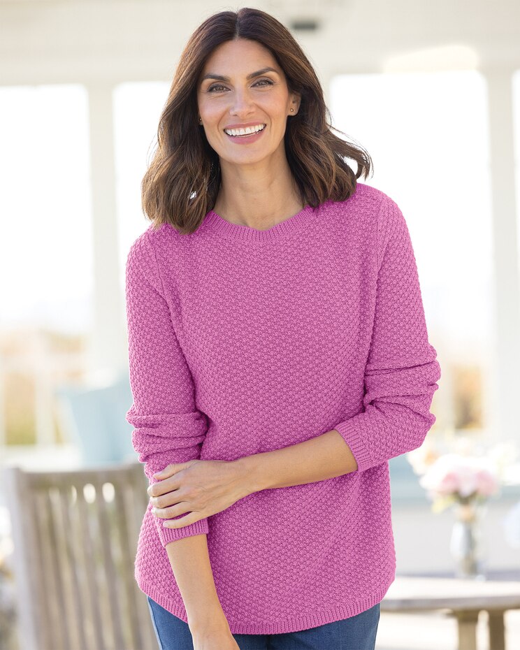 Cotton Tuckstitch Pullover Sweater image number 1