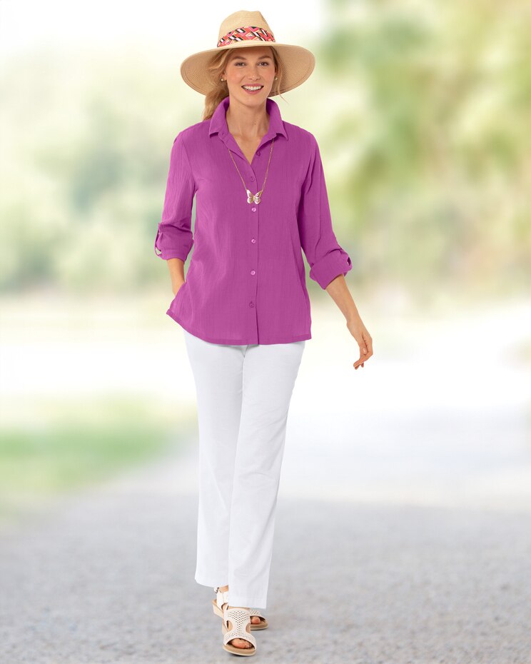 Crinkled Cotton Solid Shirt image number 3