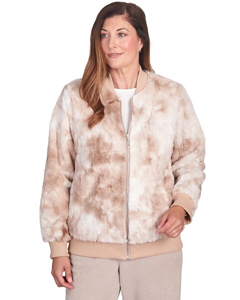 Alfred Dunner® St.Moritz Zip Up Space Dye Fur Jacket