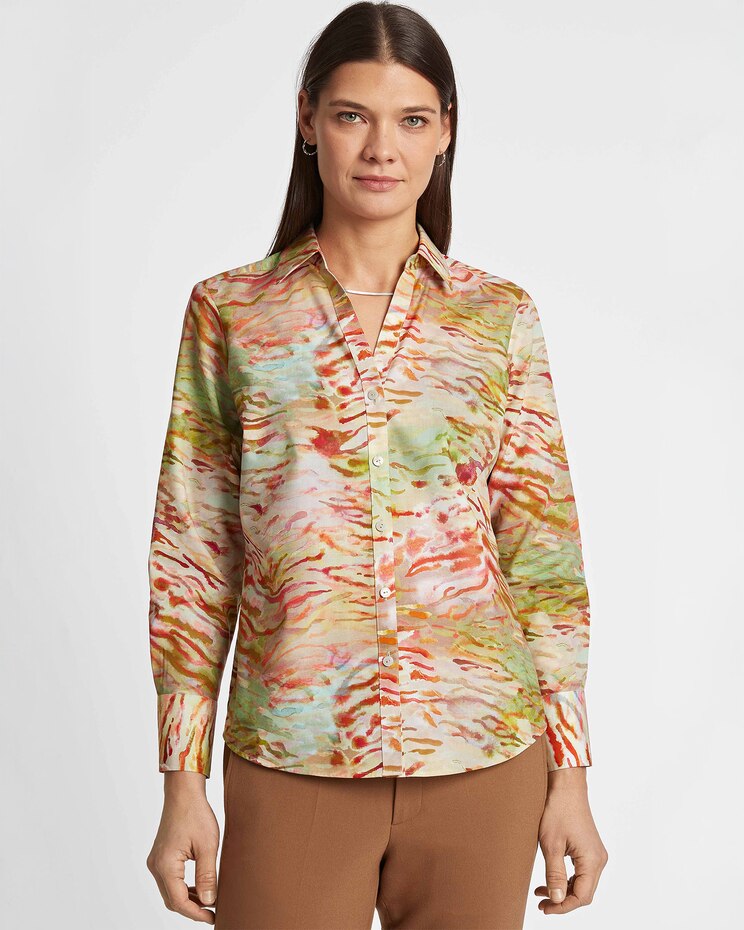 Foxcroft Mary  Watercolor Zebra Shirt image number 1