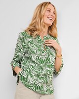 Captiva Y-Neck Stenciled Palms Popover  thumbnail number 1