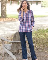 Cotton Plaid Y-Neck Popover thumbnail number 2