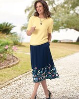 Greenhouse Floral Border-Print Midi Skirt thumbnail number 2