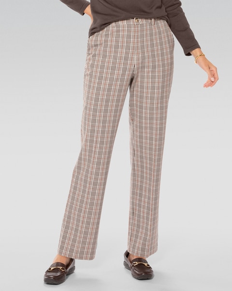Washable Gabardine Mini Plaid Pants