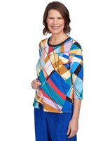 Alfred Dunner® Double Strap Crew Neck Abstract Top thumbnail number 3
