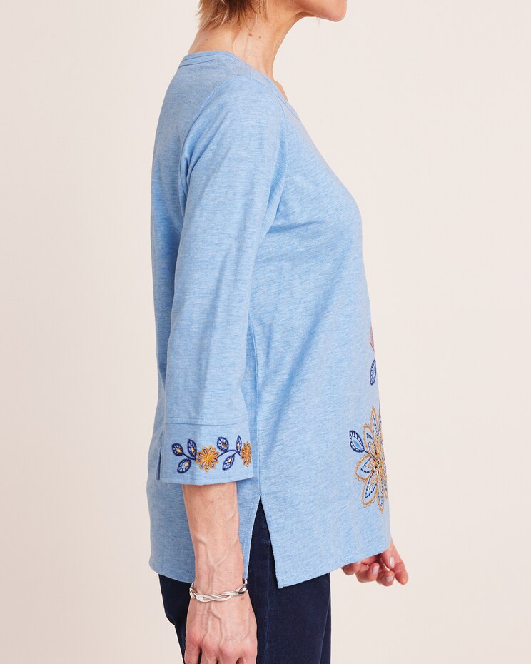 Alfred Dunner® Moody Blues Floral Embroidery Top image number 3
