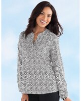 Silky Print Long-Sleeve Utility Blouse thumbnail number 1