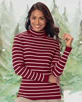 Striped Ribbed Cotton Turtleneck Sweater thumbnail number 1