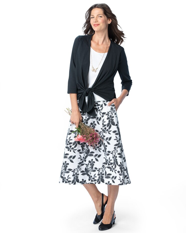 Look of Linen Floral Midi Skirt image number 3