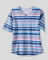 Prima™ Cotton Painted-Stripe Notch-Neck Tee thumbnail number 3