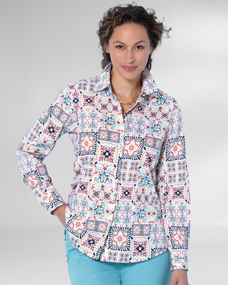Foxcroft® Mosaic Tile Non-Iron Shirt image number 1