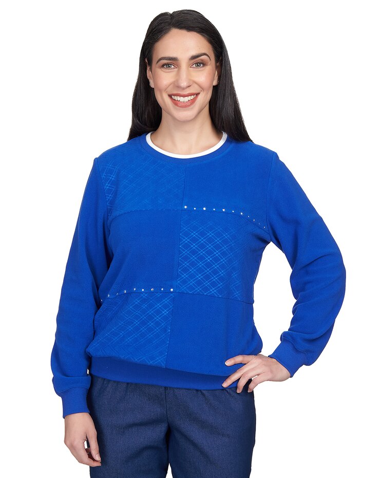 Alfred Dunner® Spliced Quilted Pull On Crew Neck image number 1