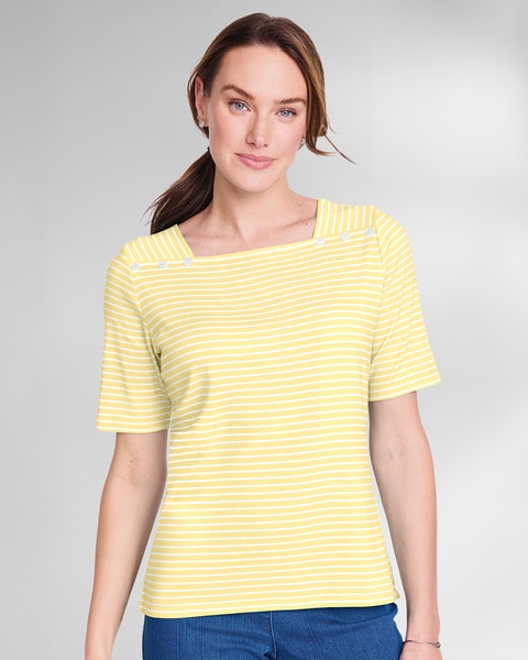 Coastal Cotton Striped Square-Neck Tee