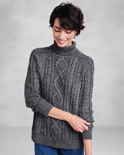 Bayside Cotton Cabled Turtleneck