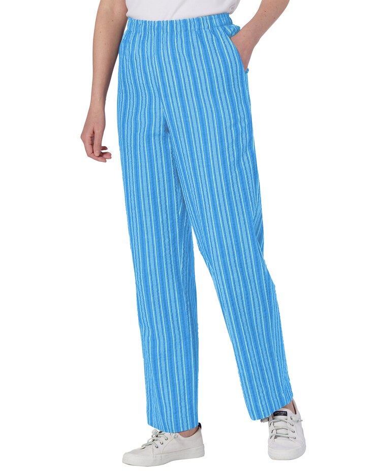 Seersucker Stripe Elastic-Waist Pants image number 1