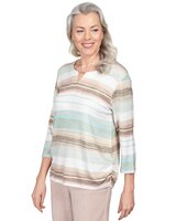 Alfred Dunner® St.Moritz Split Neck Watercolor Stripe Shimmer Top thumbnail number 3