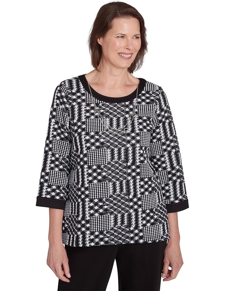 Alfred Dunner® Runway Ready Houndstooth Textured Top image number 1