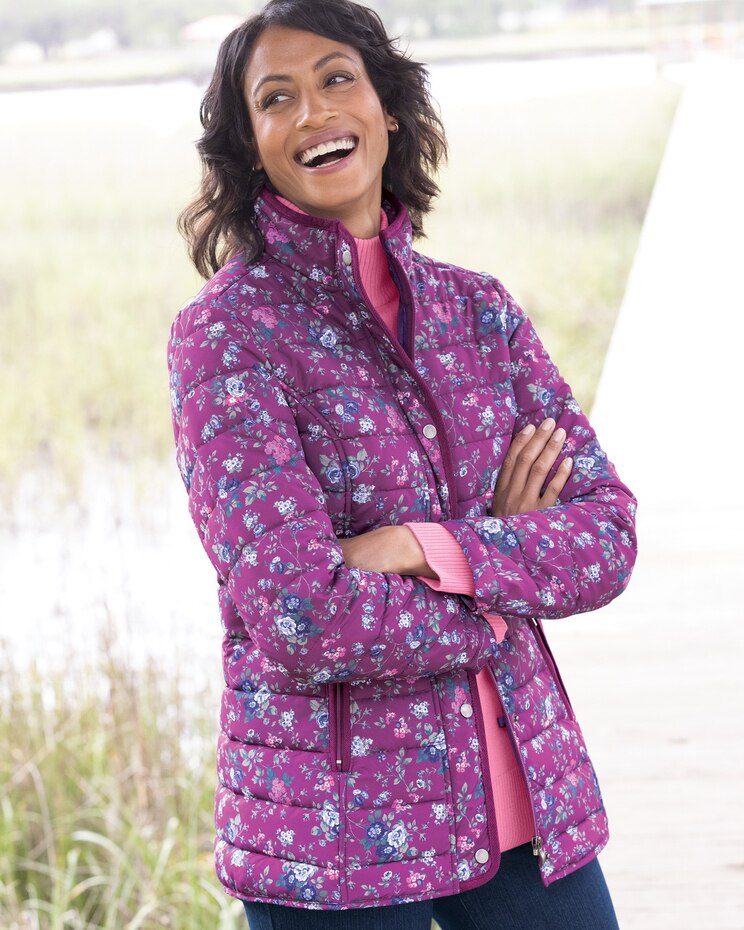 Limited-Edition Floral Channel Quilted Jacket image number 1