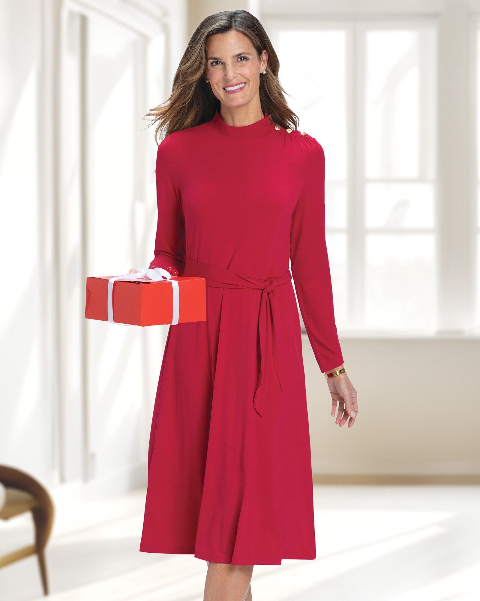 Travel Luxe Jewel Button Dress