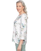 Alfred Dunner® St.Moritz Birds Crochet Flutter Sleeve Top thumbnail number 4