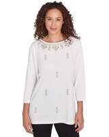 Ruby Rd® New And Now Knit Emb Solid Top thumbnail number 1