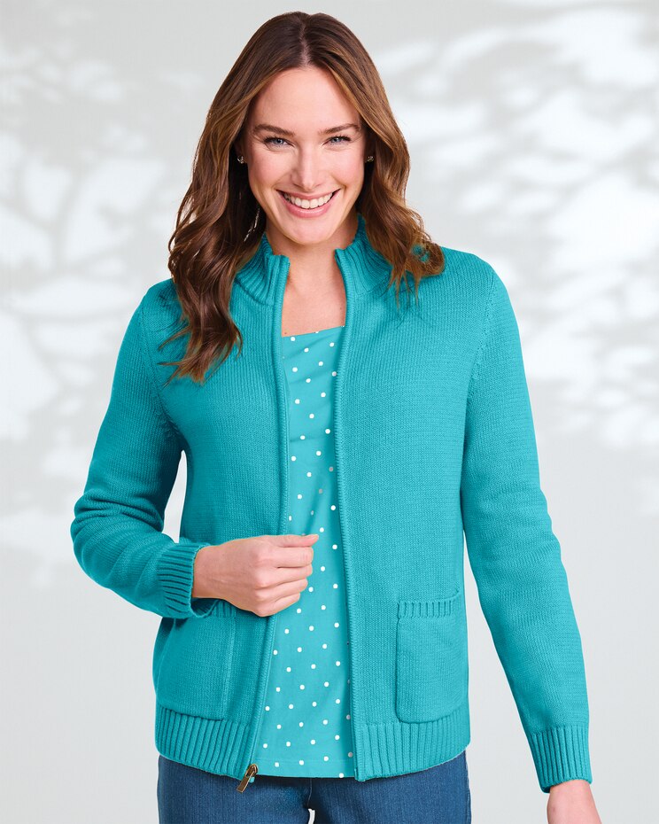 Bayside Cotton Zip-Front Cardigan image number 1