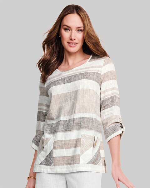 Sunrise Stripe Button-Pocket Popover