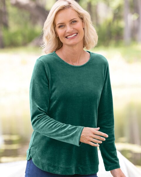 Velour Curved-Hem Top