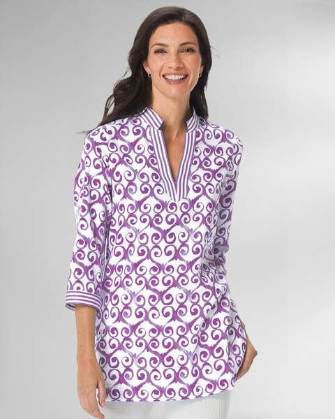 Foxcroft® Non-Iron Watercolor Trellis Tunic