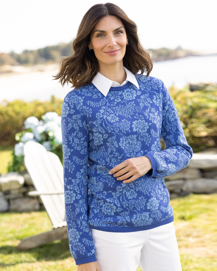 Cotton Two-Tone Floral Sweater image number 1