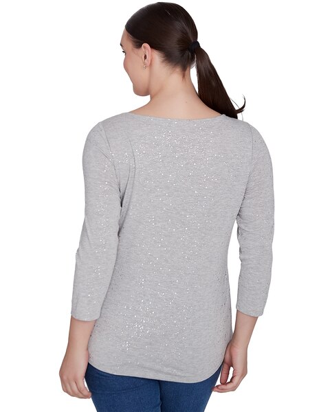 Ruby Rd® Wintery Glow Knit Emb Glitter Top