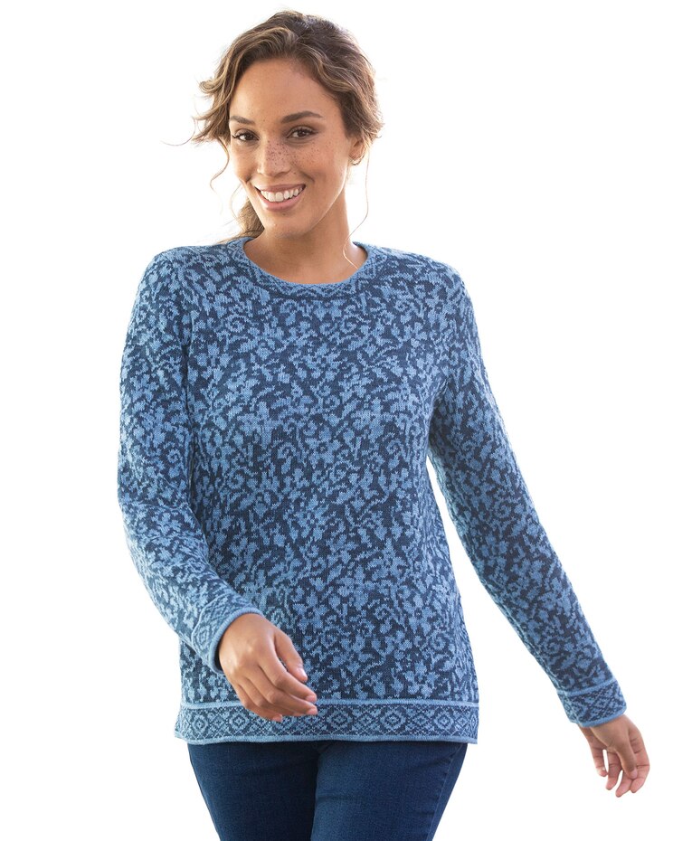Limited-Edition Border Floral Cotton Jacquard Sweater image number 1