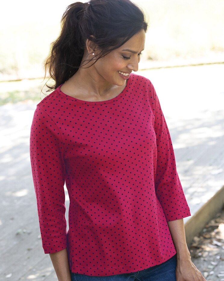 3/4-Sleeve Dot-Print Tee image number 1