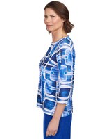 Alfred Dunner® Geometric Ruffle Three Quarter Sleeve Top thumbnail number 4