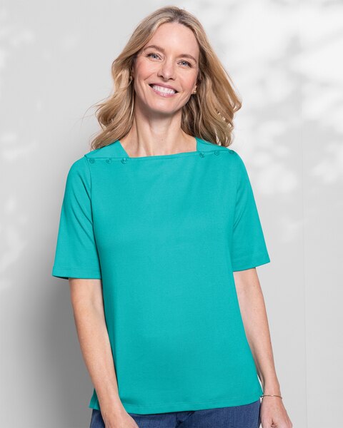 Coastal Cotton Solid Square-Neck Tee