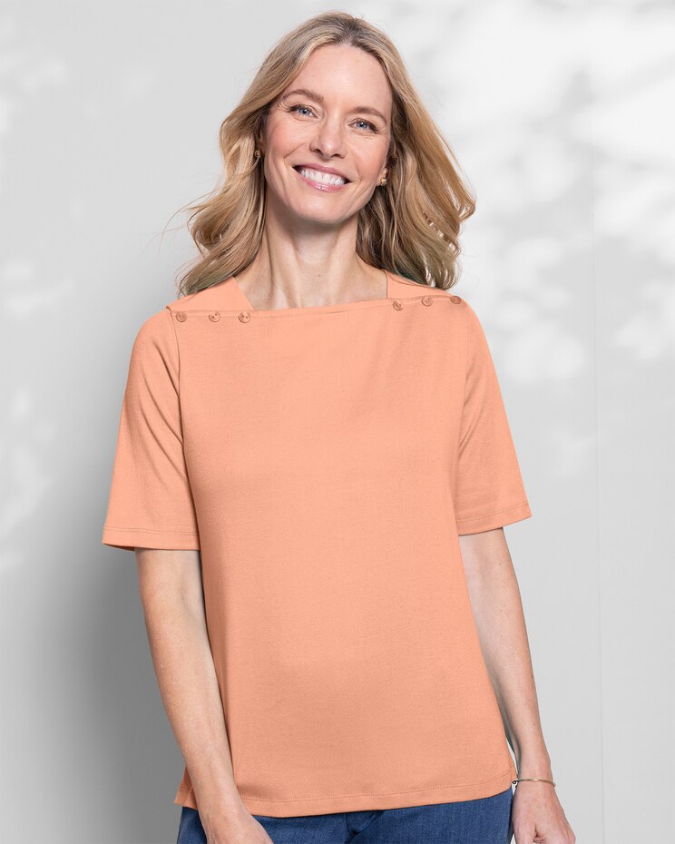 Coastal Cotton Solid Square-Neck Tee image number 1
