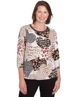 Alfred Dunner® Romancing The Stone Animal Skin Heart Print Tee thumbnail number 1