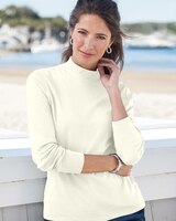 Essential Cotton Long-Sleeve Solid Mockneck thumbnail number 1