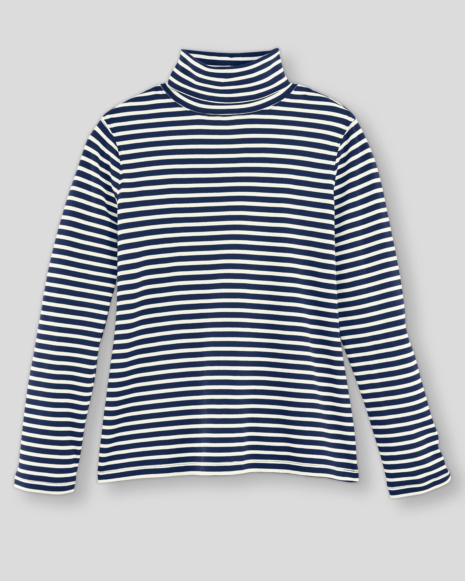 Blue and white striped turtleneck online