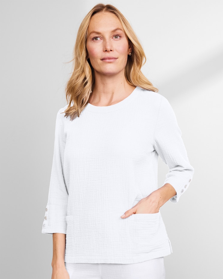 Nantucket Textured-Cotton Patch-Pocket Popover image number 1